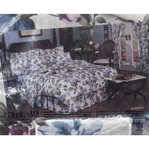 NWT 4 Piece Floral Sheet Set Double Size by Springs Colorama 180 Percale - Picture 5 of 5